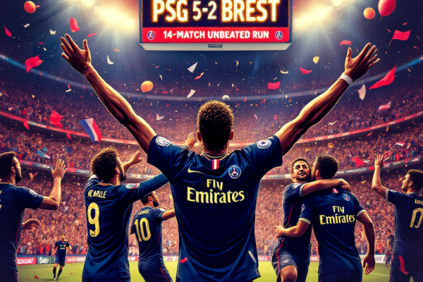 PSG, 뎀벨레 해트트릭으로 브레스트 5-2 격파…14경기 무패 행진