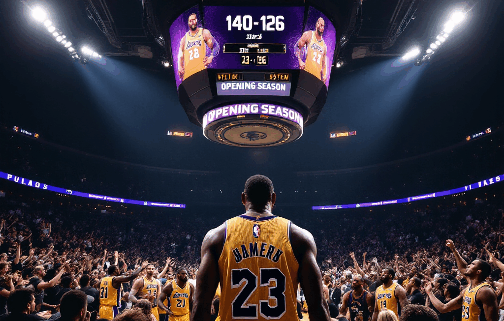 르브론 제임스 23번째 시즌 개막전, 레이커스 재즈 140-126 압도