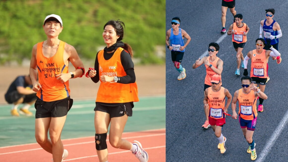 [뉴스] 50㎝ 끈으로 연결해 달리는 사람들…시각장애 러닝 붐 확산
