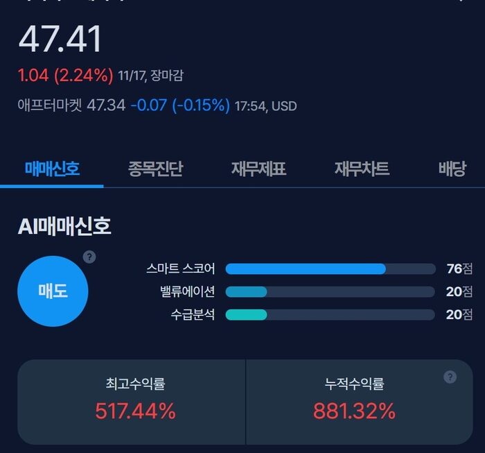 [뉴스] [MK시그널] 아이리스 에너지 매도신호 포착, 수익률 517.4% 달성