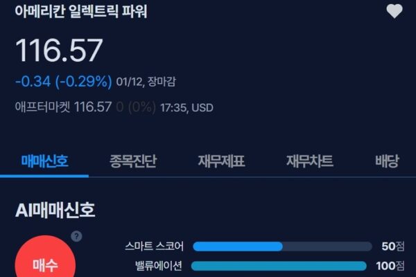 [뉴스] [MK시그널] 미국 전력회사 아메리칸 일렉트릭 파워, 매수신호 발생