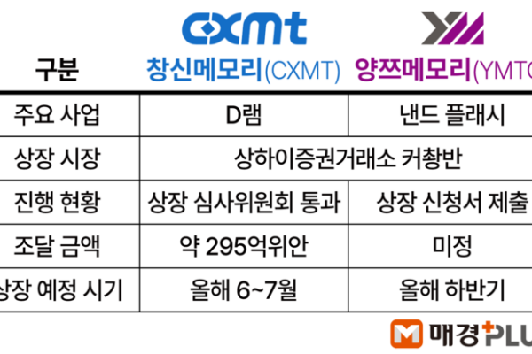 [뉴스] 중국판 삼전닉스 등판 예고 … 창신·양쯔메모리 올해 상장