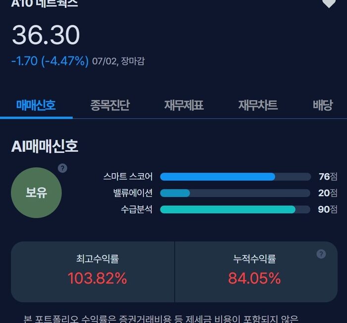 [뉴스] [MK시그널] A10 네트웍스, 수익률 103.8% 돌파