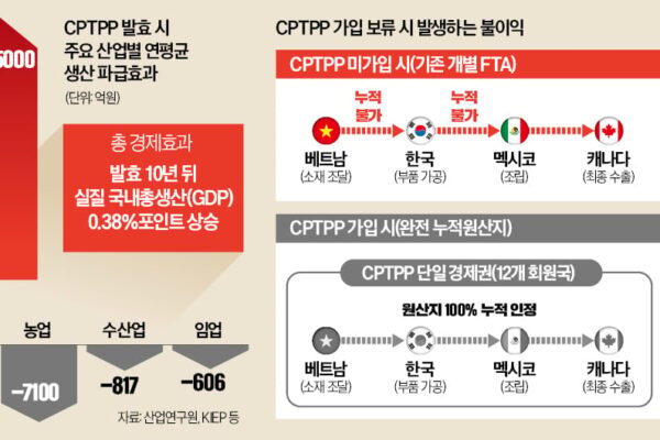 [뉴스] 4번째 CPTPP 가입 시도, 또 급제동…1년 밀리면 6조 기회 손실